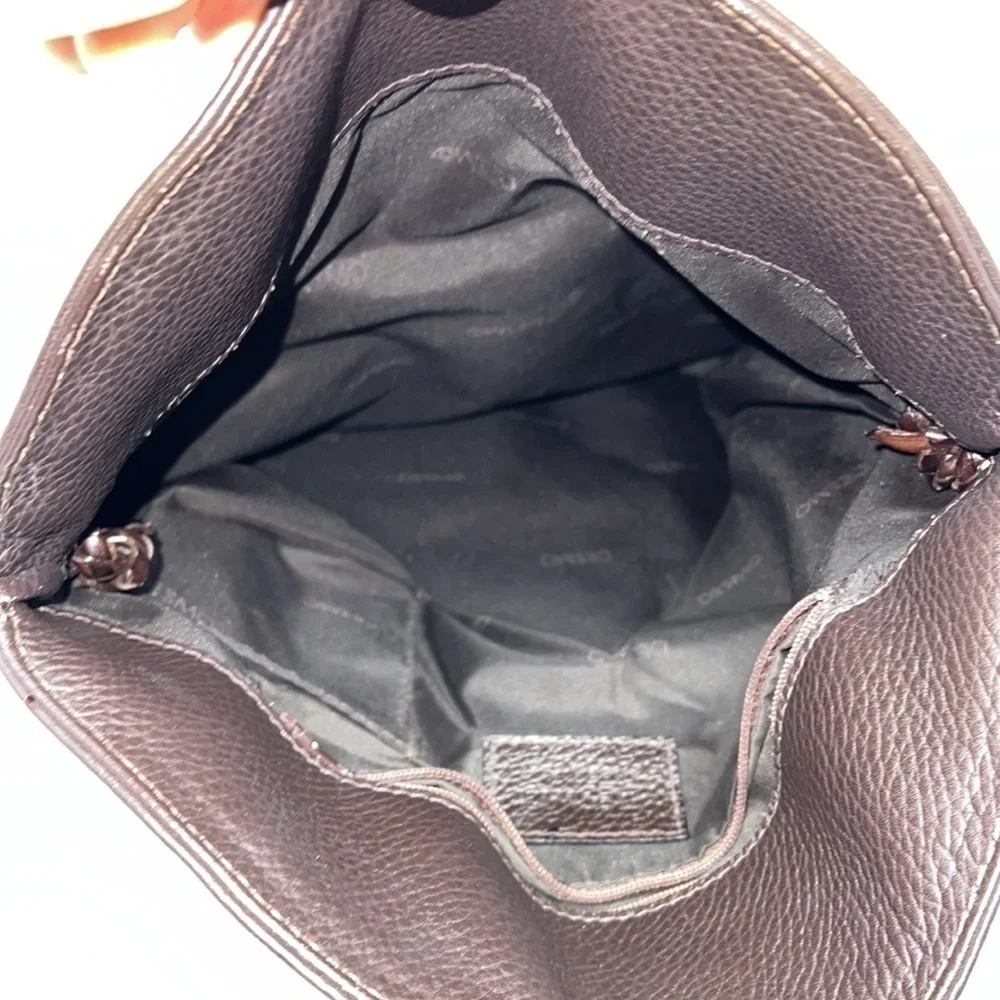 Desmo Brown Pebbled Leather Foldover Shoulder Crossbody Bag - Picture 8 of 11
